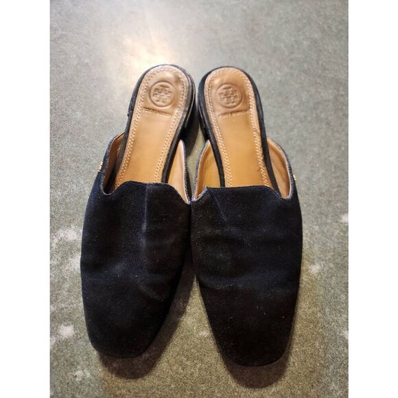 Tory Burch “Carlotta” black suede mules size 7.5 - Picture 1 of 6